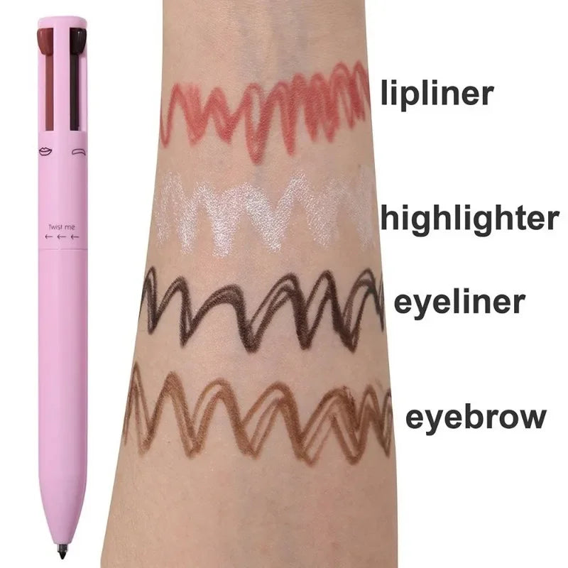 Multi-Effect 4 in 1 Eyeliner Eyebrow Pencil Contour Pen Long Lasting Waterproof Cosmetics Eyeliner Makeup Pencil Lip Liner Pen