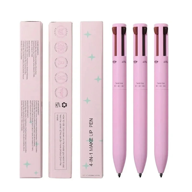 Multi-Effect 4 in 1 Eyeliner Eyebrow Pencil Contour Pen Long Lasting Waterproof Cosmetics Eyeliner Makeup Pencil Lip Liner Pen