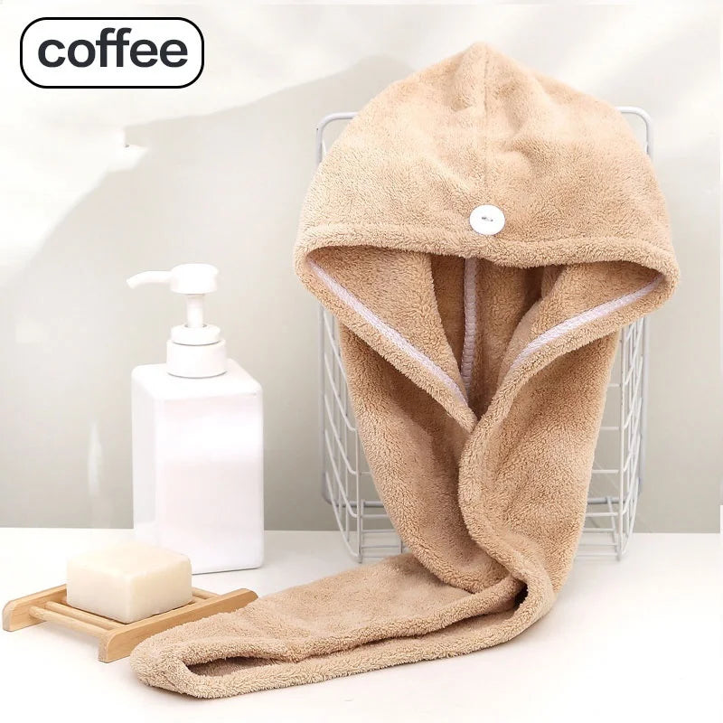 Hair Towel Wrap Fast Dry Hair Towel Super Absorbent Microfiber Coral Velvet Hair Drying Towel Quick Dry Hair Turban