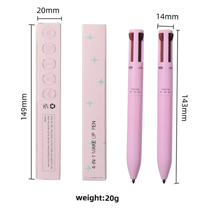 Multi-Effect 4 in 1 Eyeliner Eyebrow Pencil Contour Pen Long Lasting Waterproof Cosmetics Eyeliner Makeup Pencil Lip Liner Pen